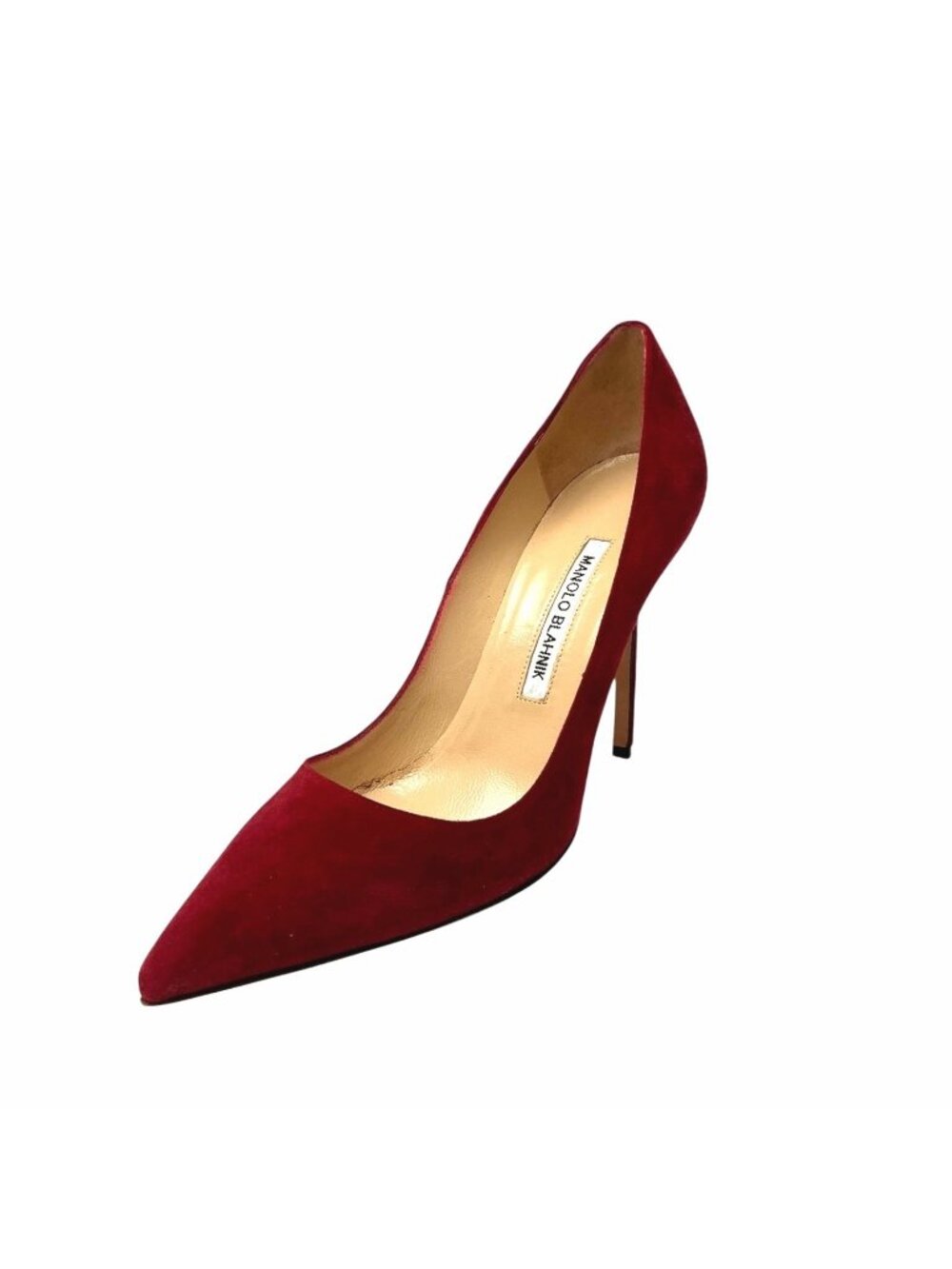 MANOLO BLAHNIK Bordeaux Dark Red Suede Point Toe High Heel Pumps sz 8